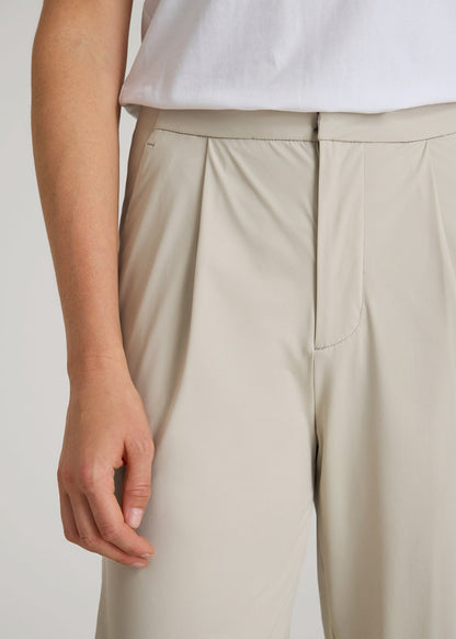 Commuter Pleated Jogger Pant for Tall Women in Stone
