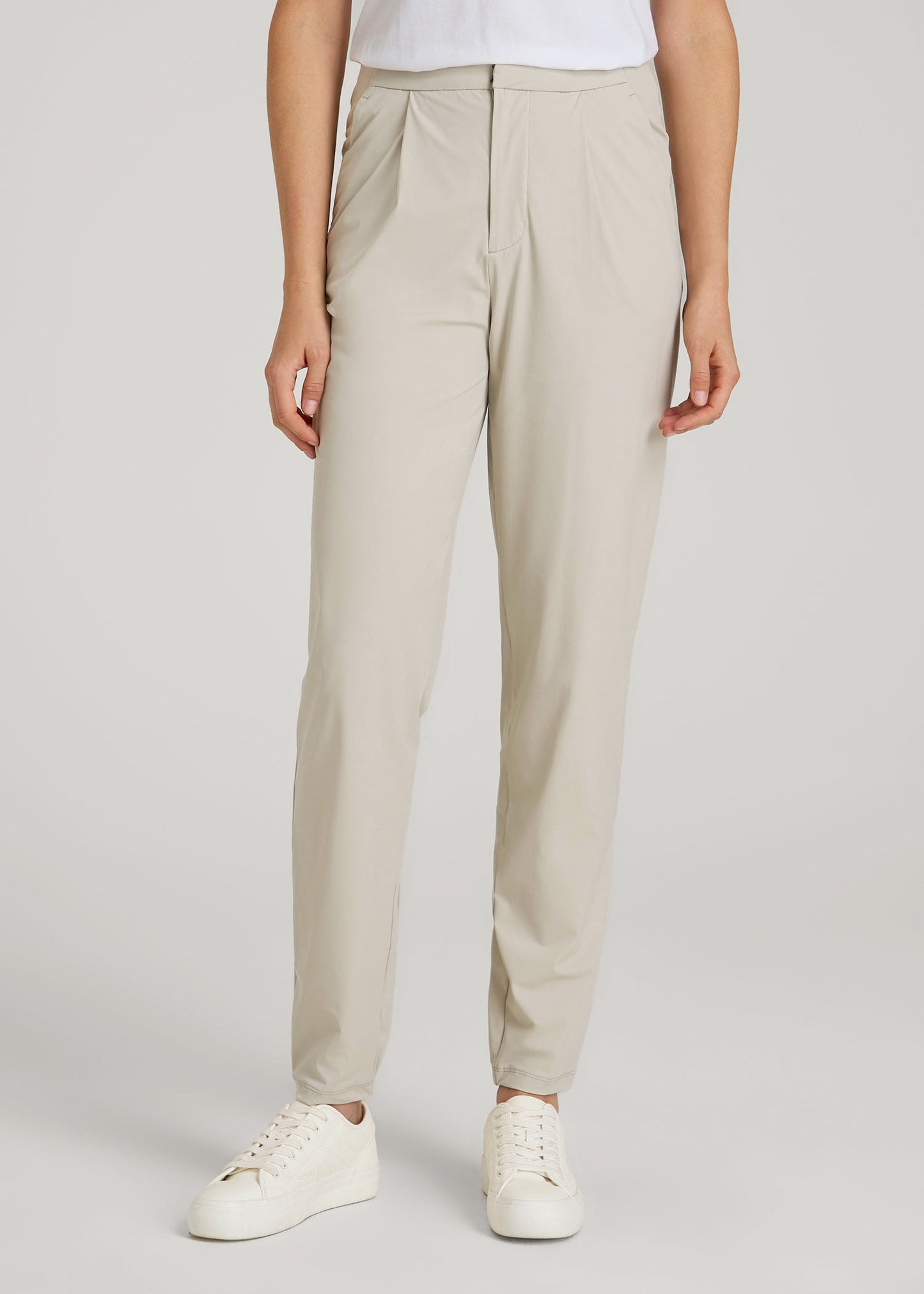 Commuter Pleated Jogger Pant for Tall Women in Stone