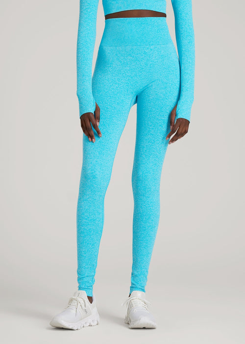 Compression Training Leggings for Tall Women in Scuba Blue Mix