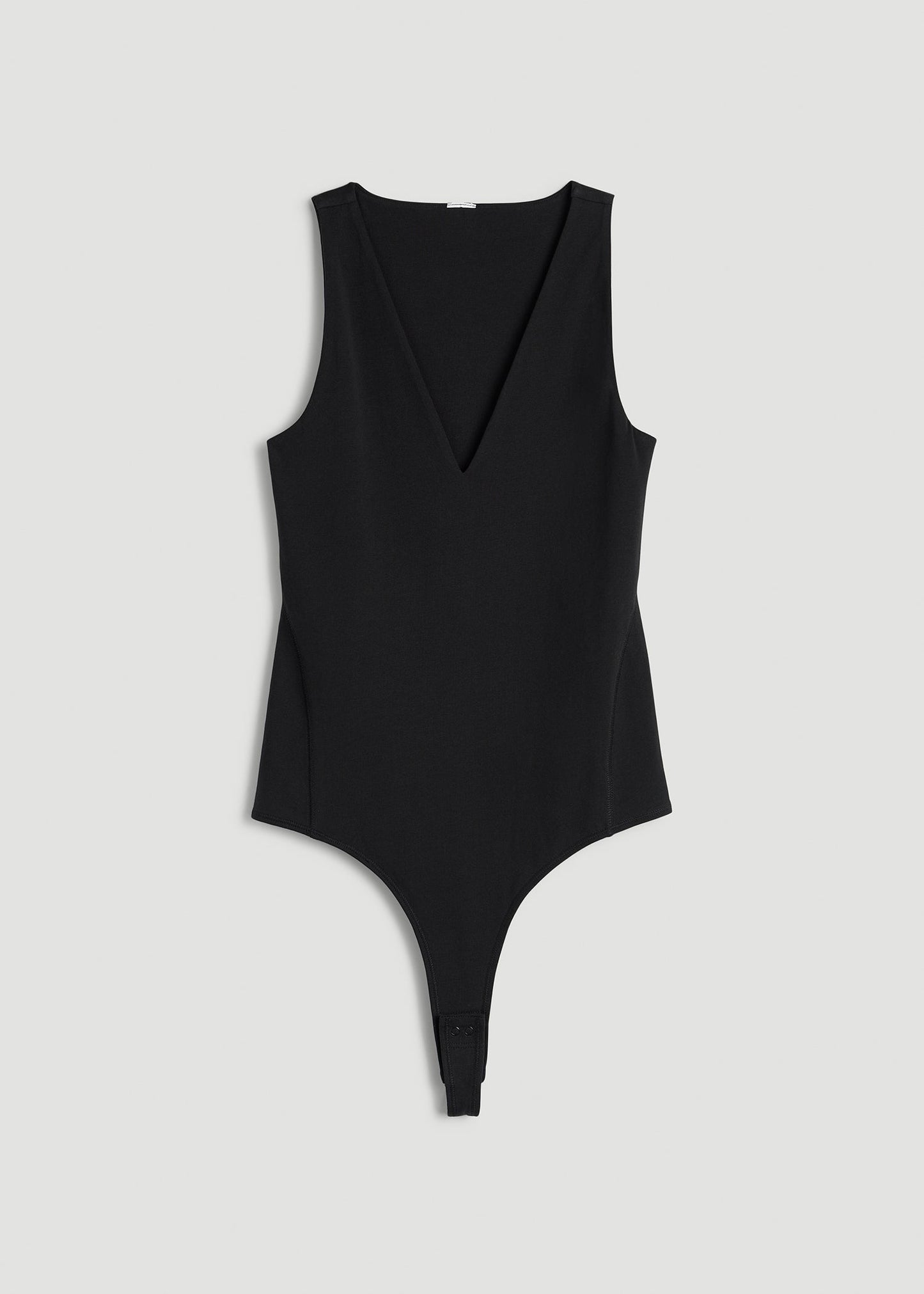 Cotton Blend Sleeveless V-Neck Bodysuit for Tall Women in Black