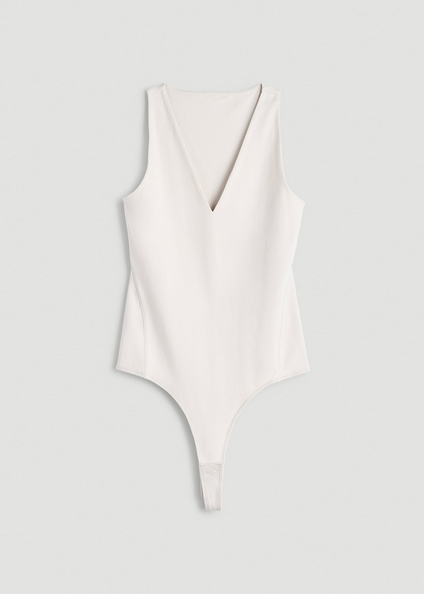 Cotton Blend Sleeveless V-Neck Bodysuit for Tall Women in White Sand