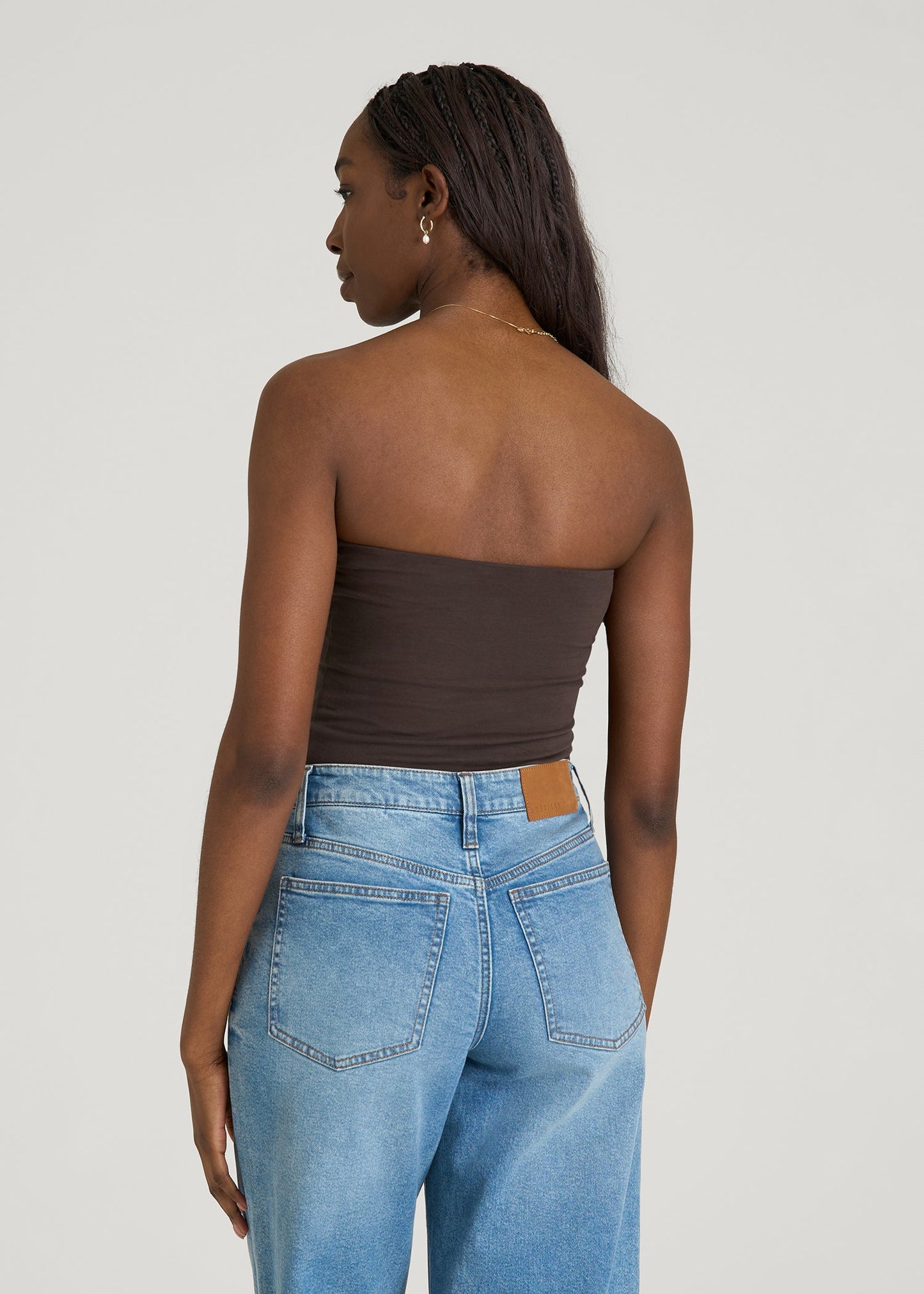 Cotton Blend Tube Top for Tall Women in Espresso