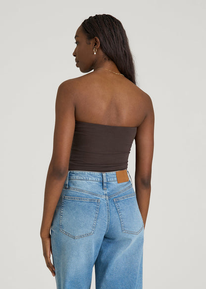 Cotton Blend Tube Top for Tall Women in Espresso