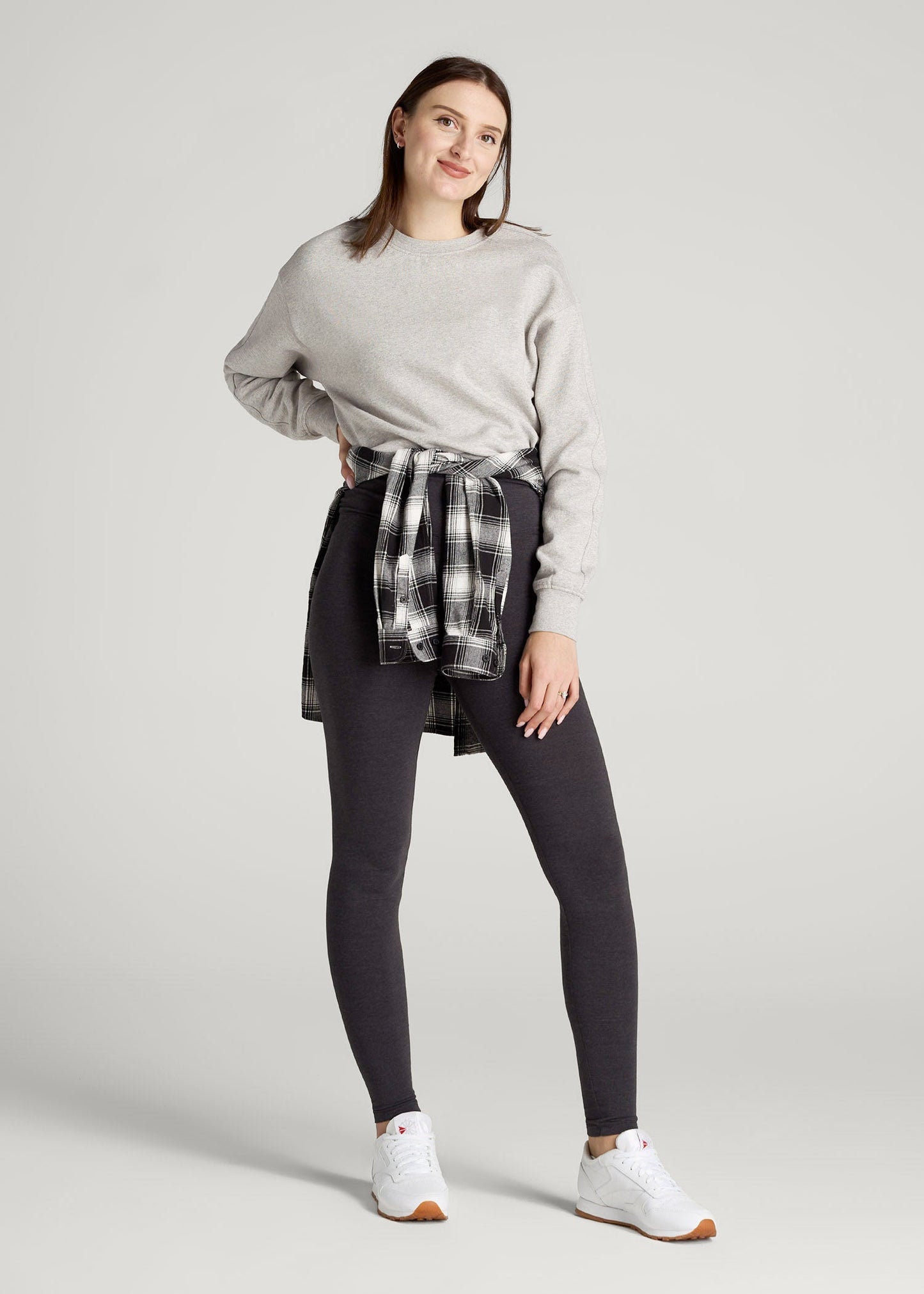 Cotton Leggings for Tall Women in Shadow Grey Mix