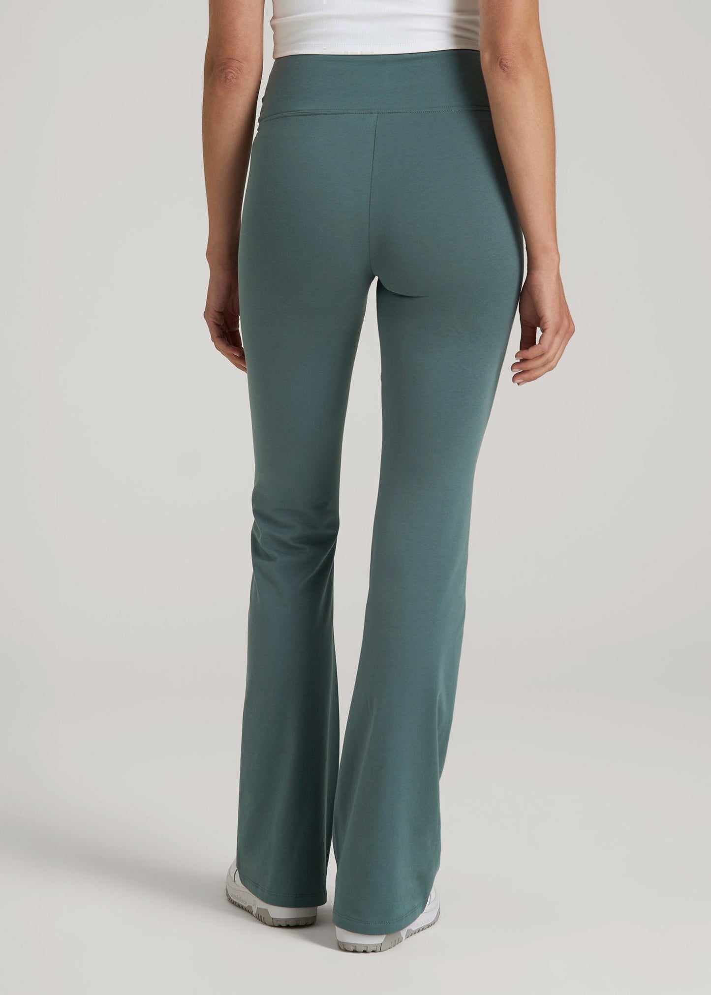 Cotton Flare Leggings for Tall Women in Balsam Green