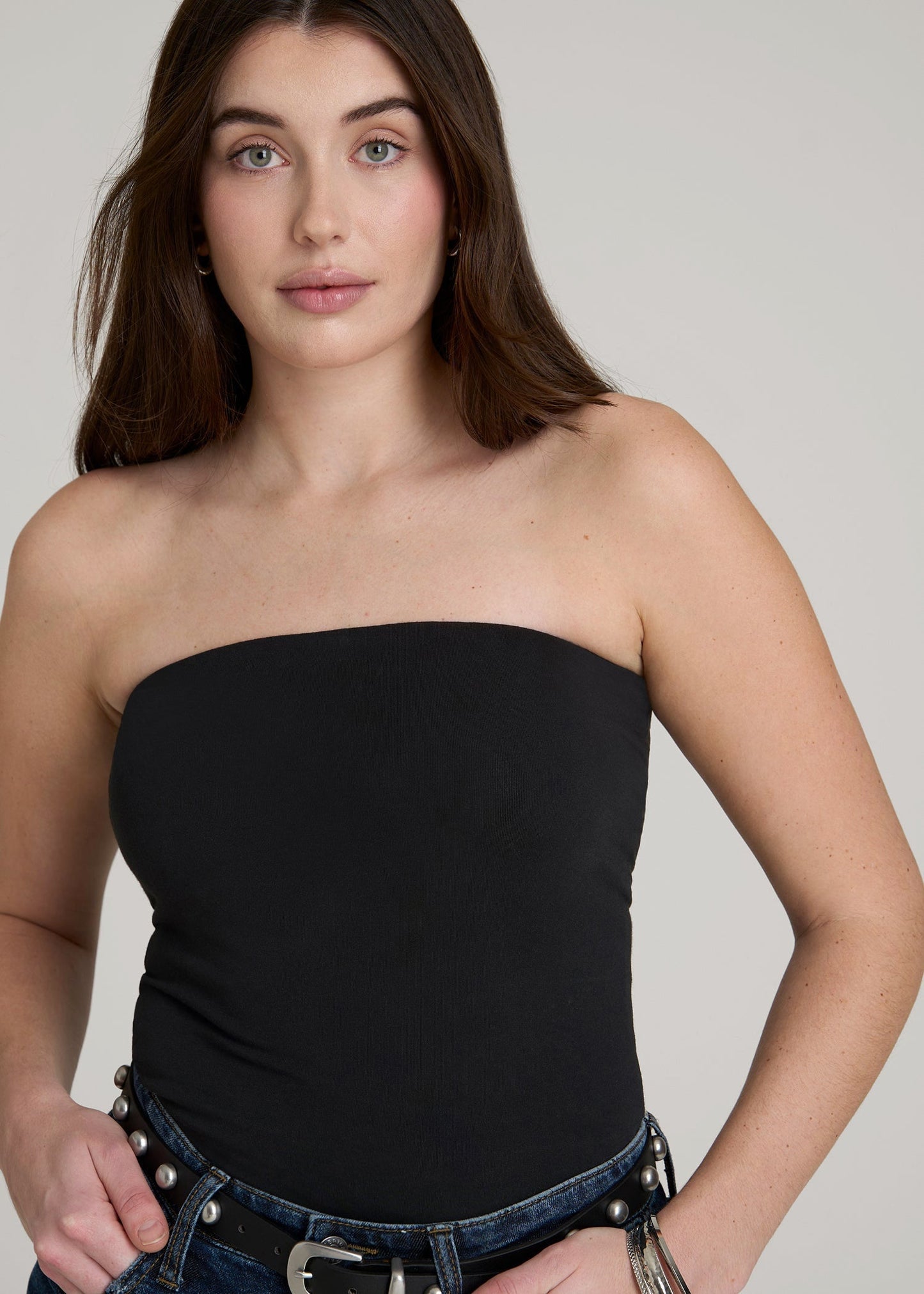 Cotton Tube Top for Tall Women in Black