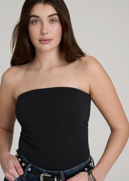 Cotton Tube Top for Tall Women in Black