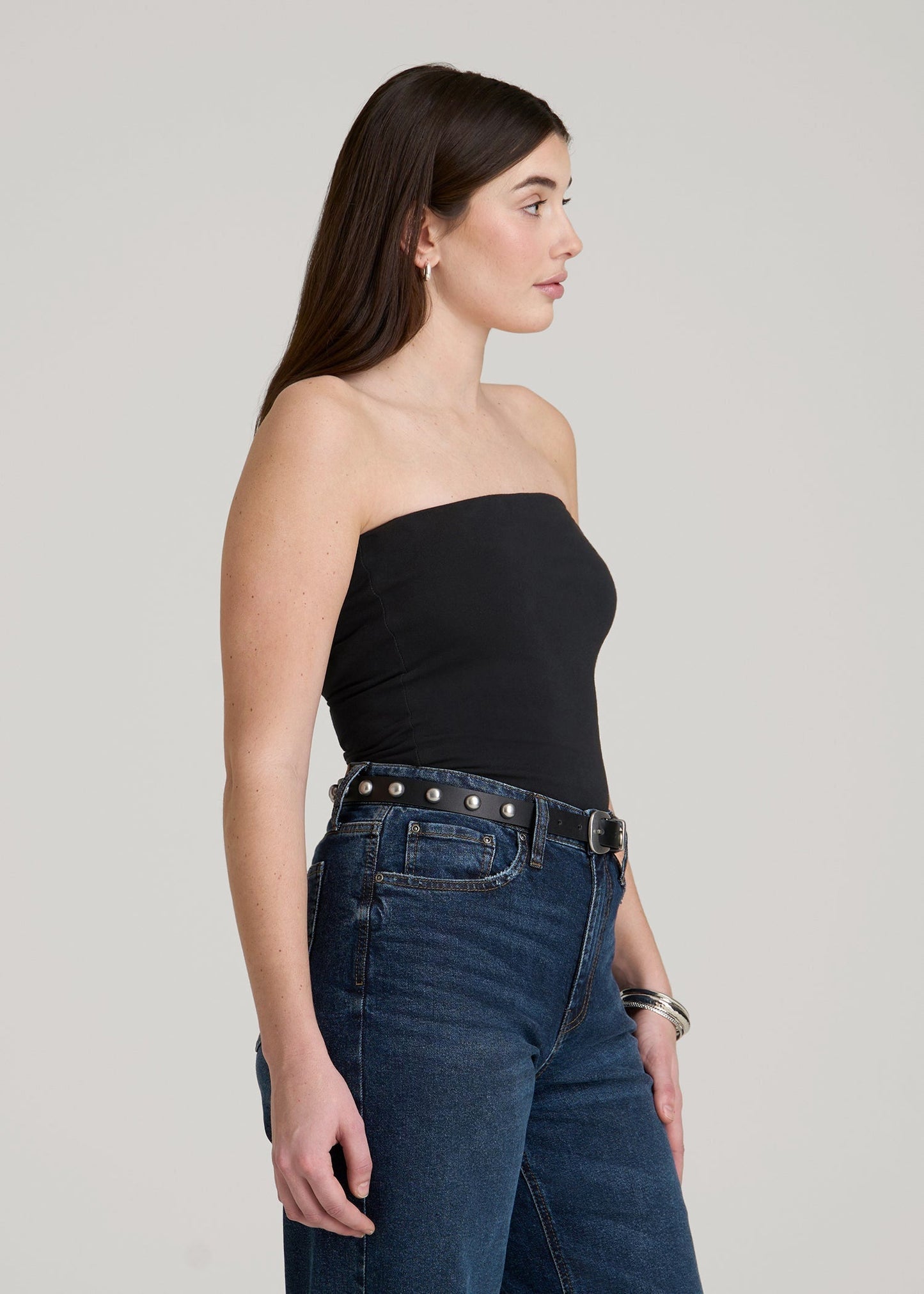 Cotton Tube Top for Tall Women in Black