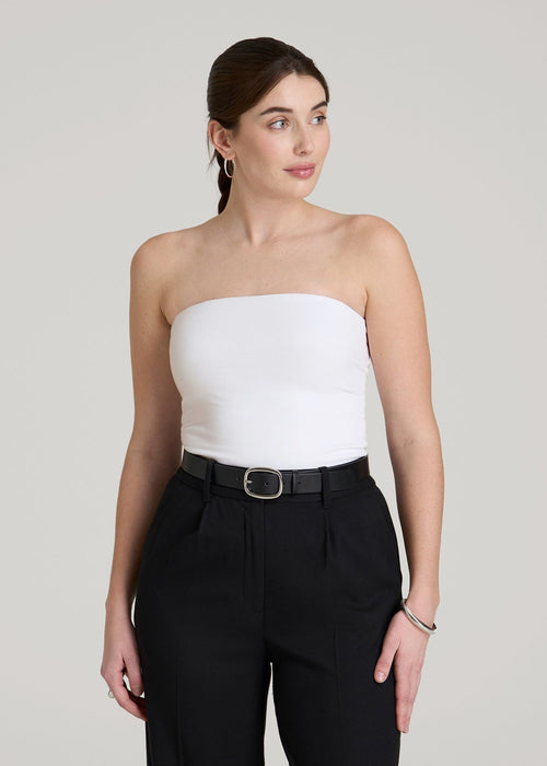 Cotton Tube Top for Tall Women in White