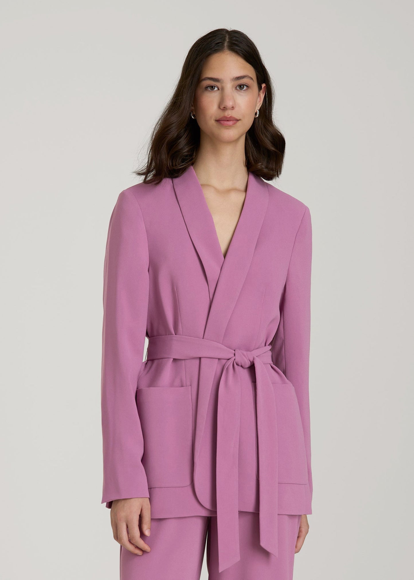 Crepe Wrap Blazer for Tall Women in Argyle Purple