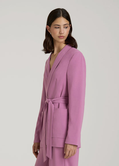 Crepe Wrap Blazer for Tall Women in Argyle Purple