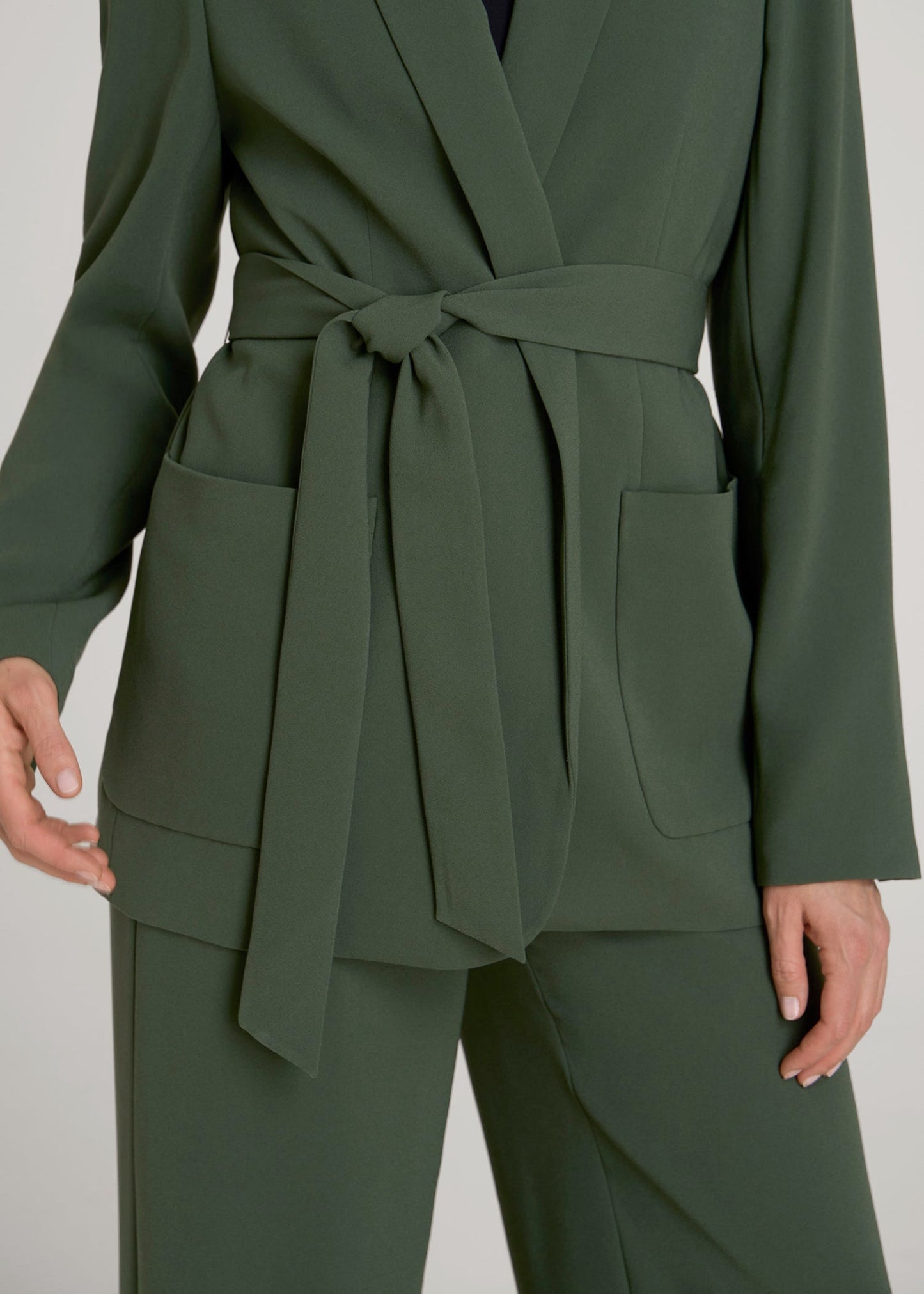 Crepe Wrap Blazer for Tall Women in Climbing Ivy