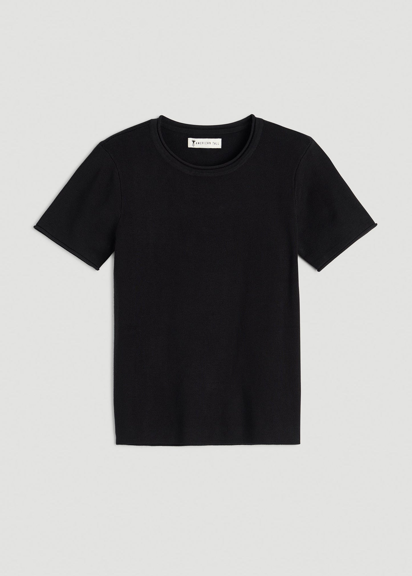 Cropped Knit Tee for Tall Women in Black