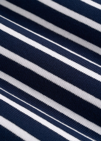 Cropped Knit Tee for Tall Women in Bold Navy Stripe