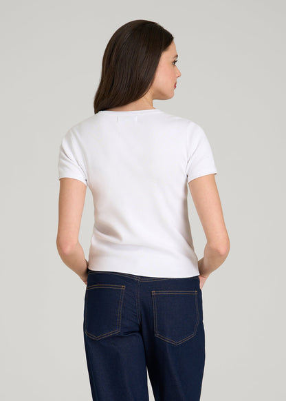 Cropped Knit Tee for Tall Women in White