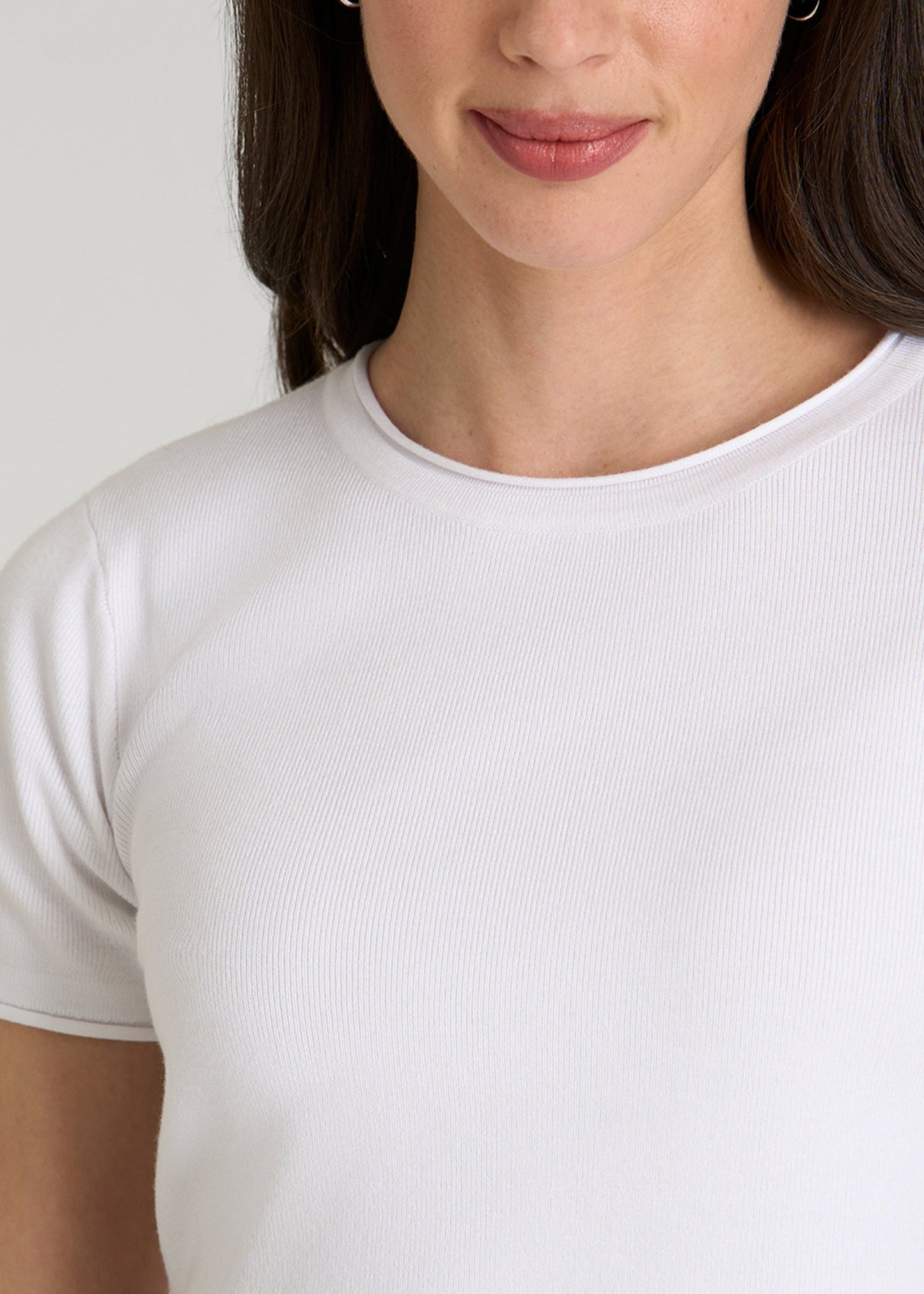 Cropped Knit Tee for Tall Women in White