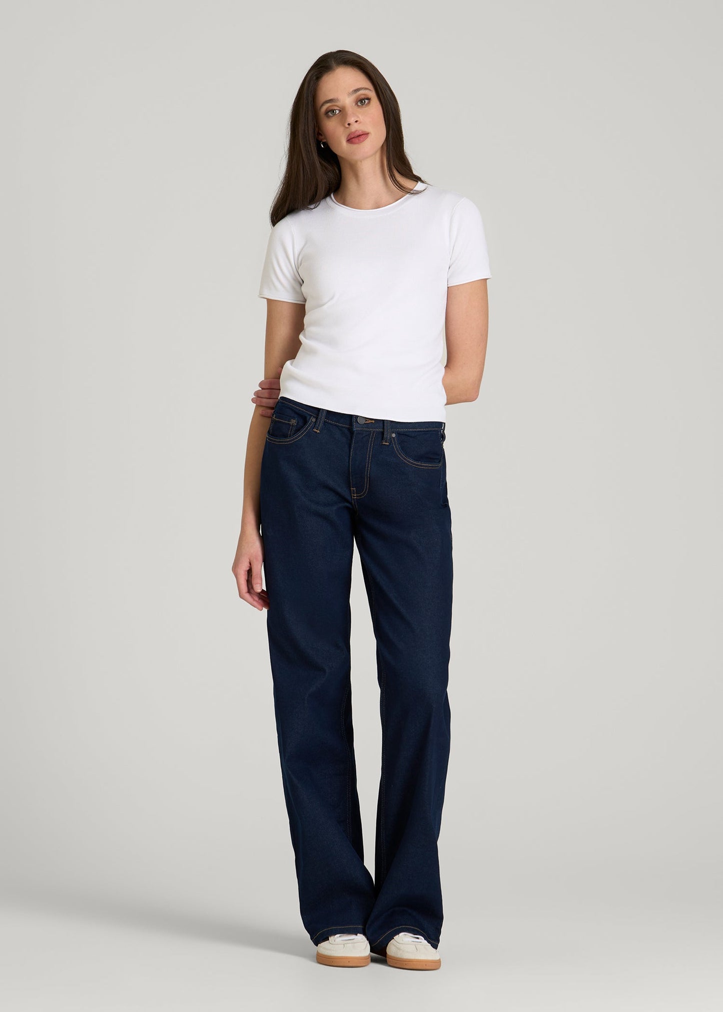 Cropped Knit Tee for Tall Women in White