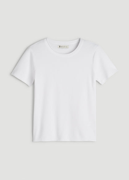 Cropped Knit Tee for Tall Women in White