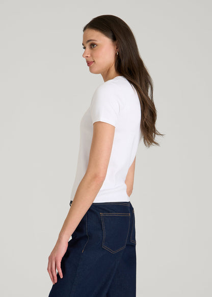 Cropped Knit Tee for Tall Women in White