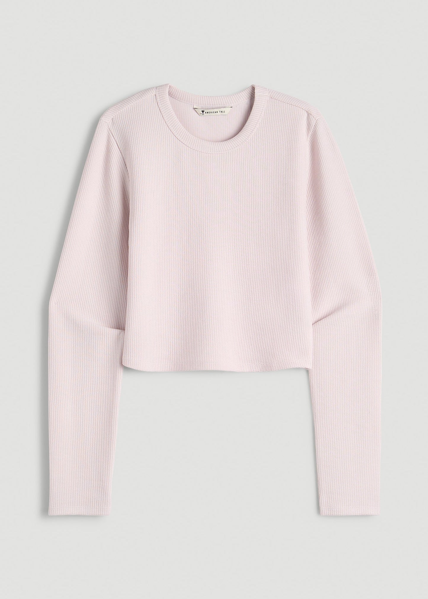 Cropped Long Sleeve Waffle Top for Tall Women in Grey Lilac