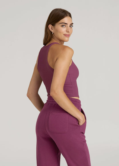 Cropped Ribbed Tank Top for Tall Women in Purple Gumdrop