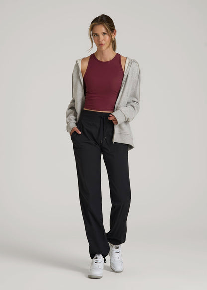 Cropped Ribbed Tank Top for Tall Women in Tawny Port