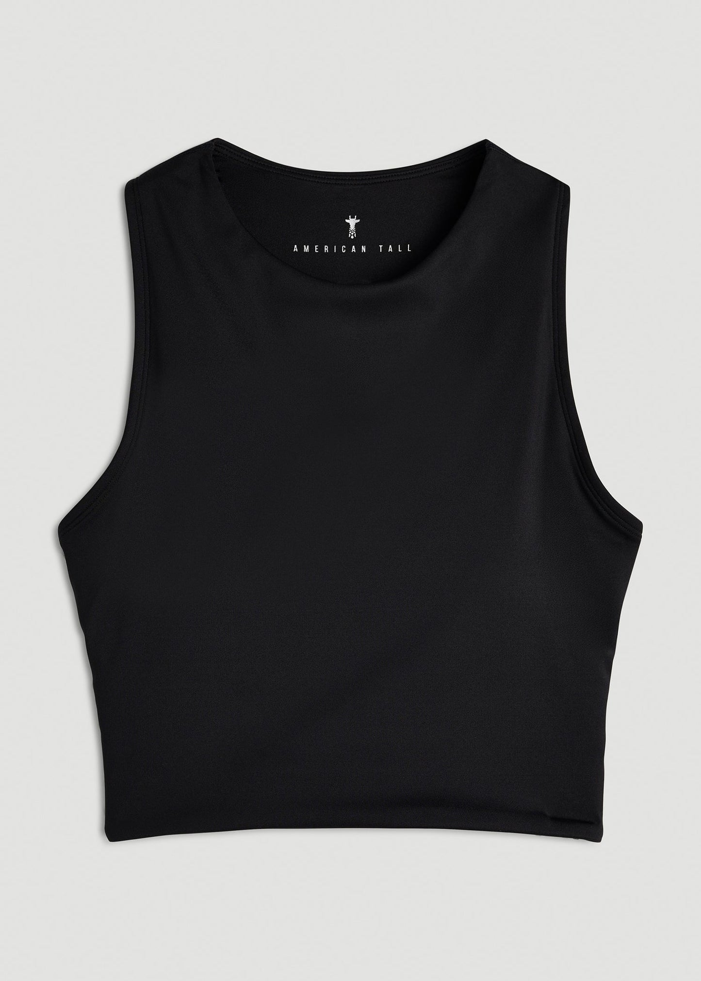 Cropped Swim Tank for Tall Women in Deep Black