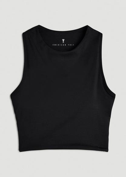Cropped Swim Tank for Tall Women in Deep Black