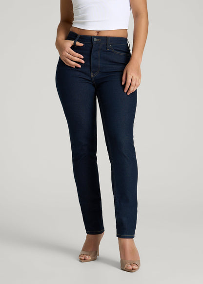 Curve High Rise Skinny Leg Jeans for Tall Women in Deep Indigo Wash