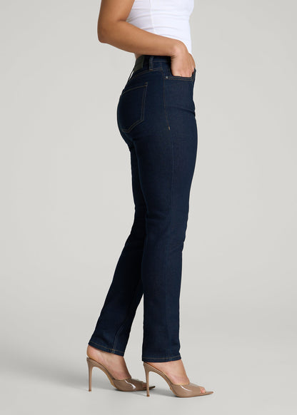 Curve High Rise Skinny Leg Jeans for Tall Women in Deep Indigo Wash