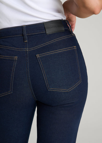 Curve High Rise Straight Leg Jeans for Tall Women in Deep Indigo Wash