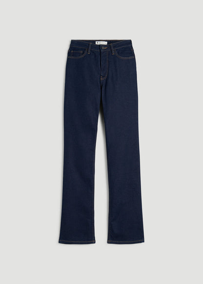 Curve High Rise Straight Leg Jeans for Tall Women in Deep Indigo Wash