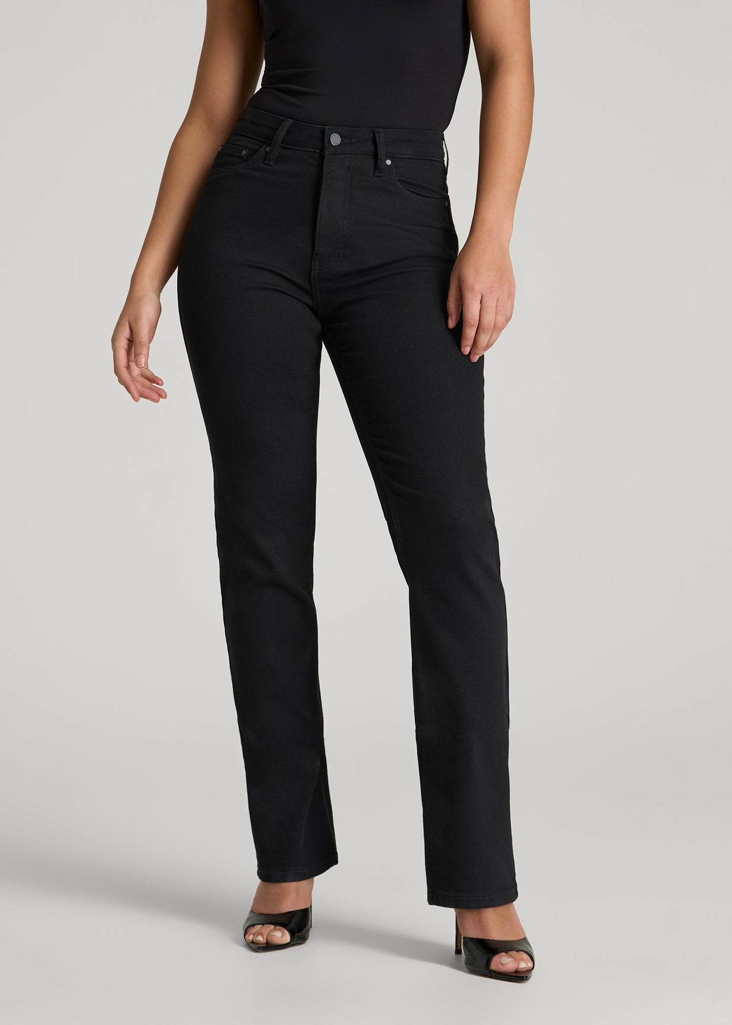 Curve High Rise Straight Leg Jeans for Tall Women in Optimum Black