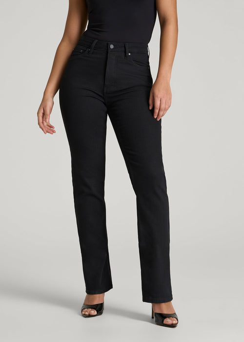Curve High Rise Straight Leg Jeans for Tall Women in Optimum Black