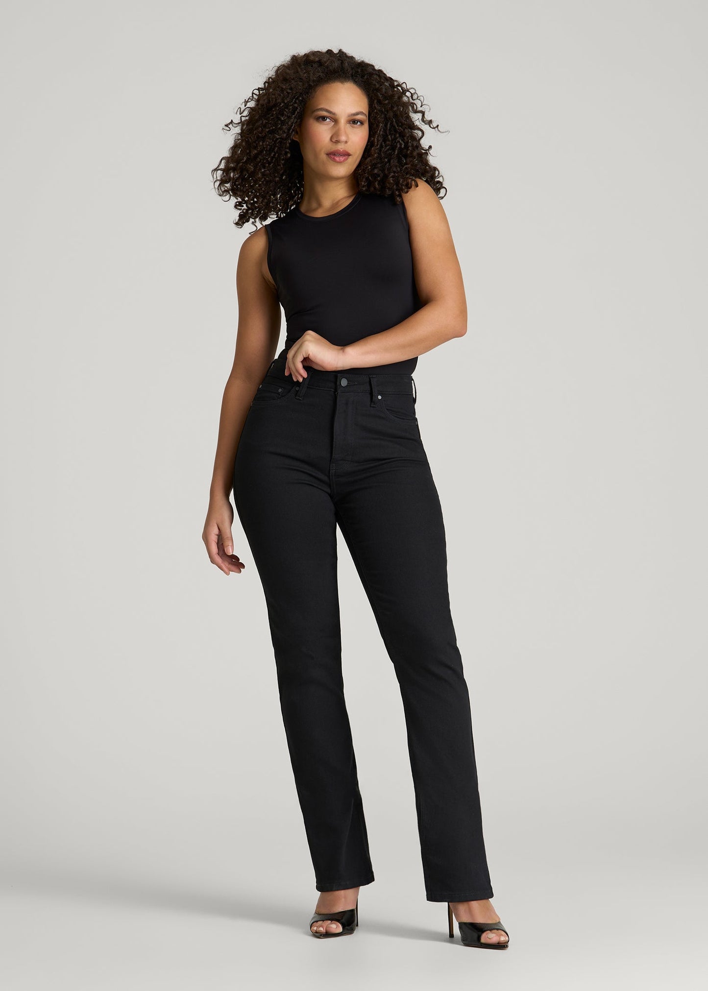 Curve High Rise Straight Leg Jeans for Tall Women in Optimum Black