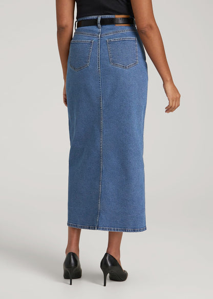 Denim Maxi Skirt for Tall Women in Colorado Blue
