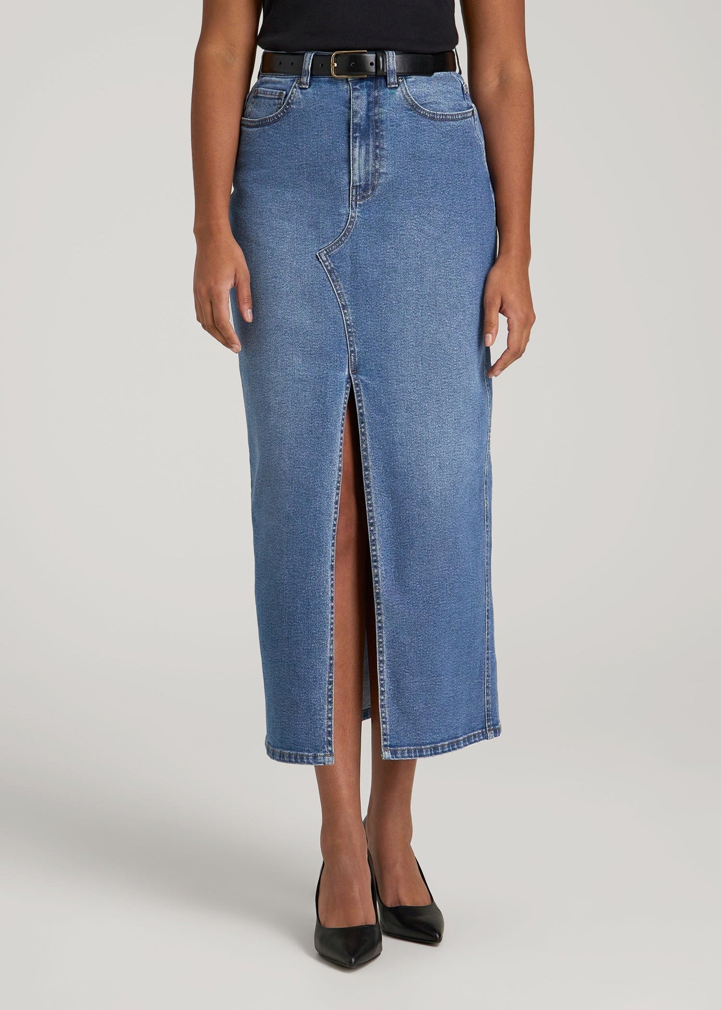 Denim Maxi Skirt for Tall Women in Colorado Blue