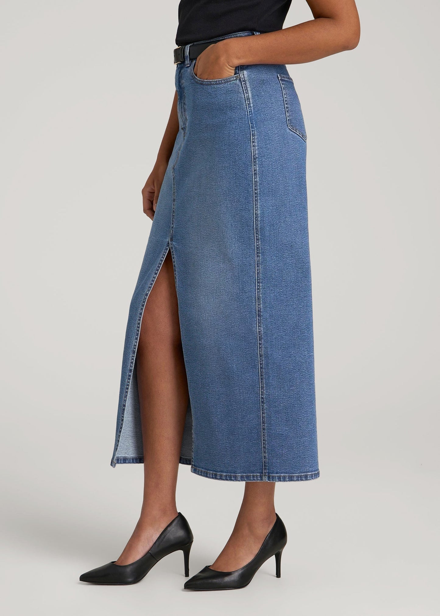 Denim Maxi Skirt for Tall Women in Colorado Blue