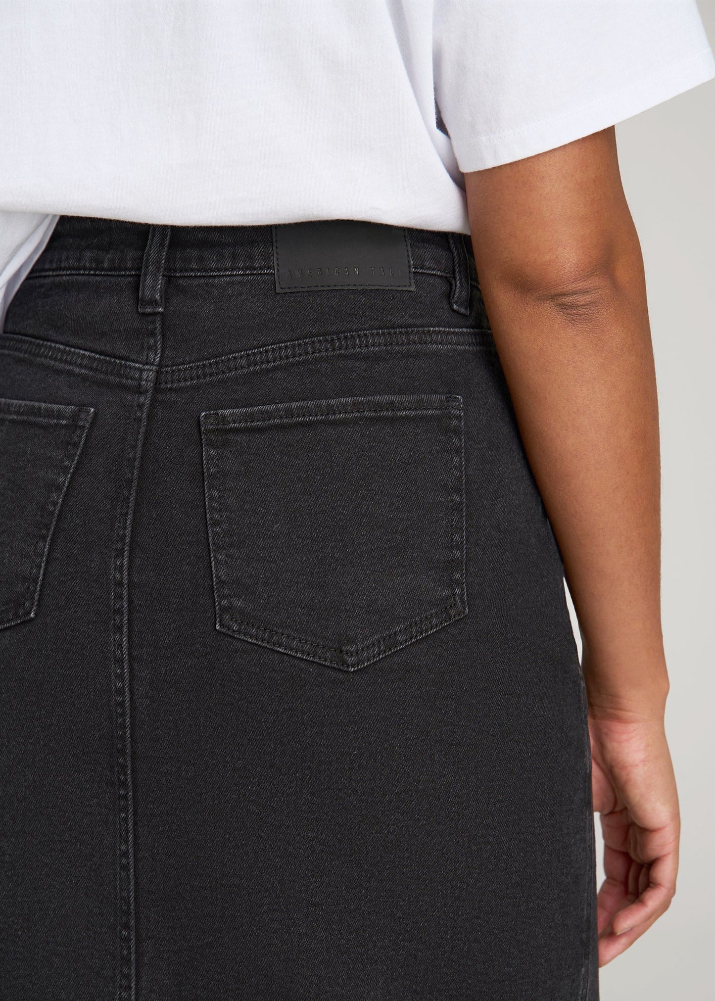 Denim Maxi Skirt for Tall Women in Onyx Black Wash