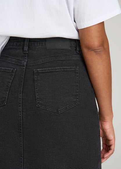 Denim Maxi Skirt for Tall Women in Onyx Black Wash