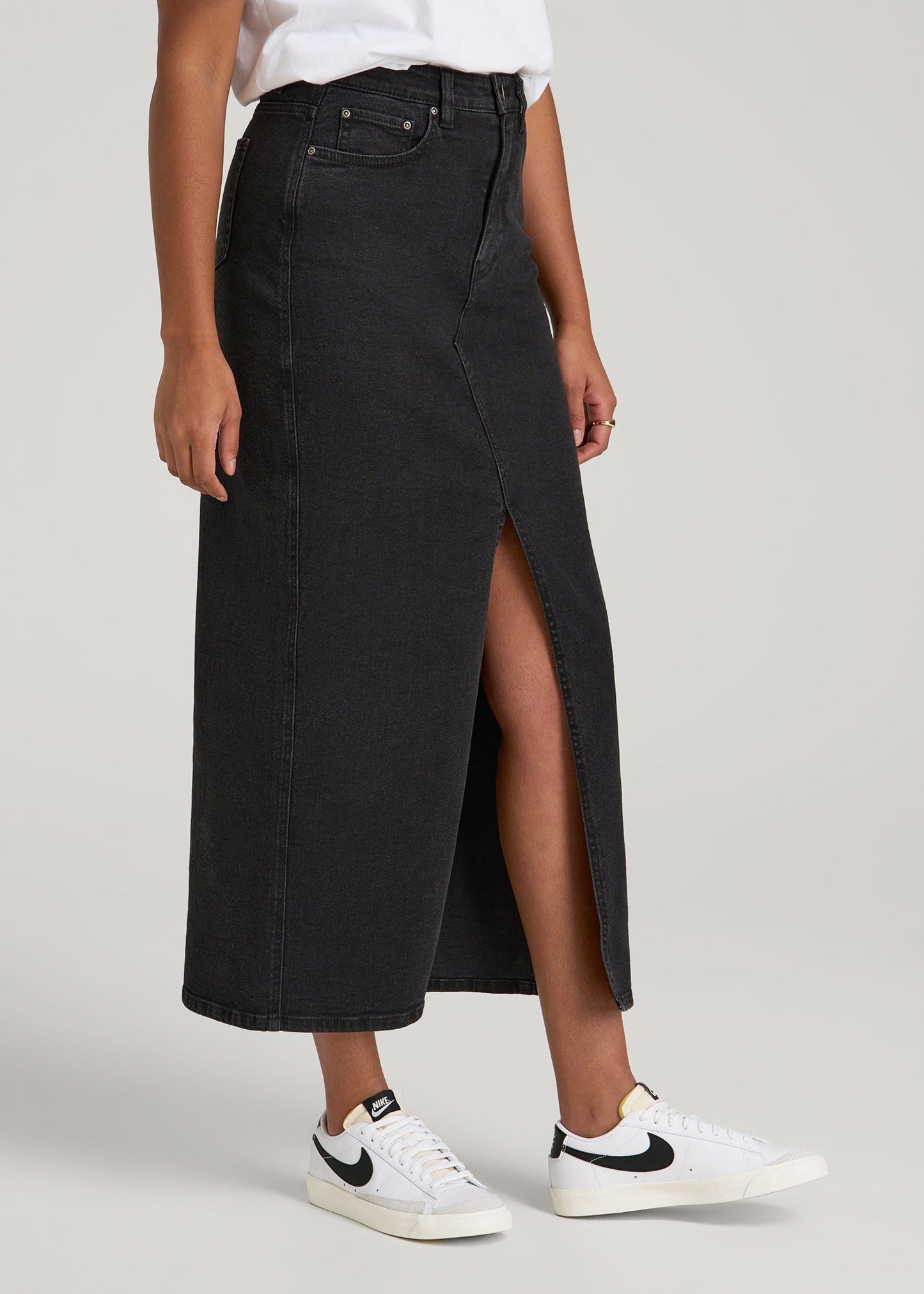 Denim Maxi Skirt for Tall Women in Onyx Black Wash