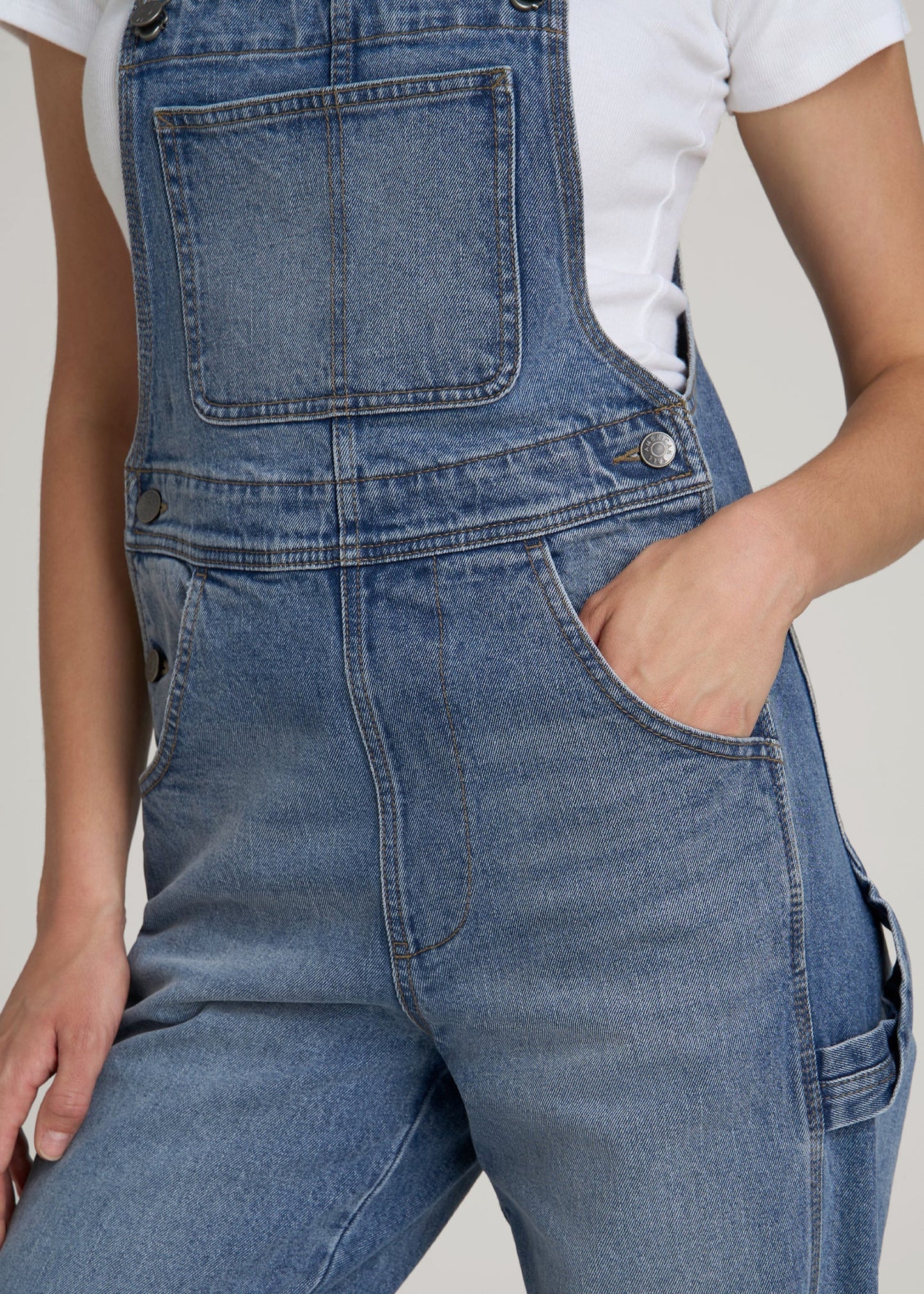 Denim Overalls for Tall Women in Malibu Blue