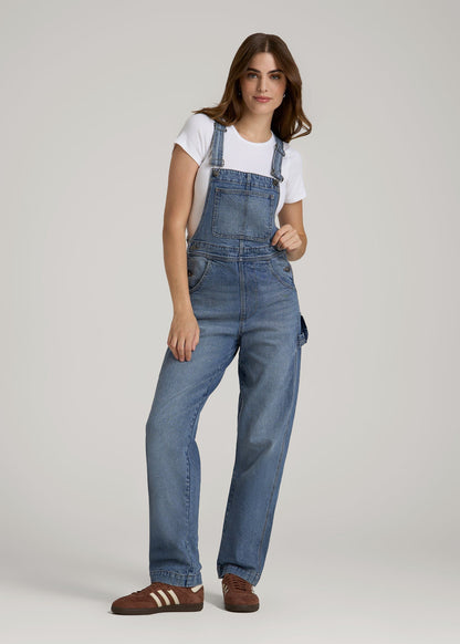 Denim Overalls for Tall Women in Malibu Blue