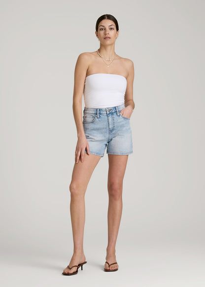 Denim Shorts for Tall Women in Surfer Blue