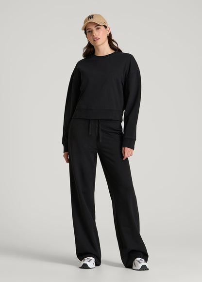 Everyday Terry Cropped Crew for Tall Women in Black