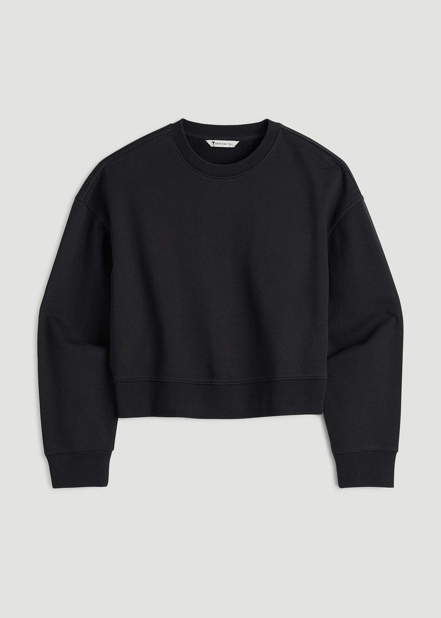 Everyday Terry Cropped Crew for Tall Women in Black