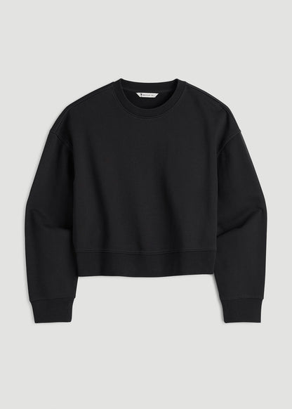Everyday Terry Cropped Crew for Tall Women in Black