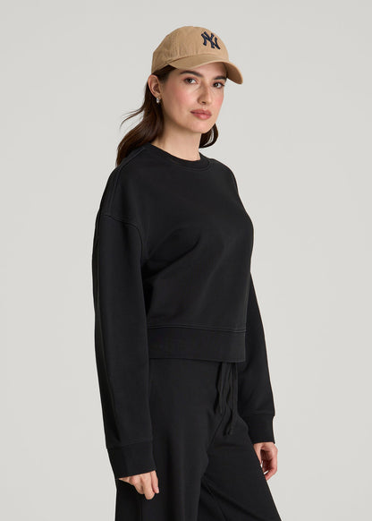 Everyday Terry Cropped Crew for Tall Women in Black