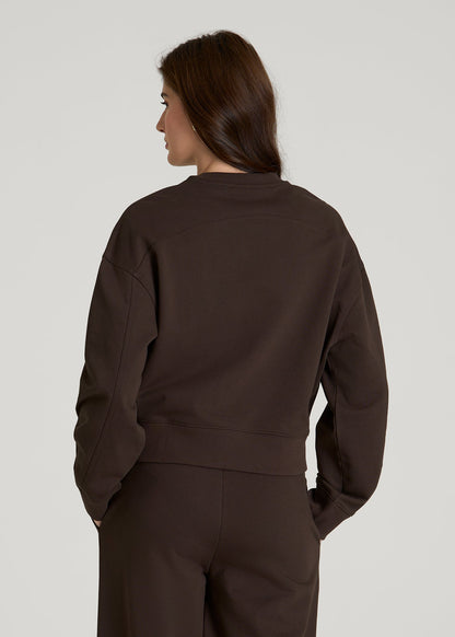 Everyday Terry Cropped Crew for Tall Women in Espresso