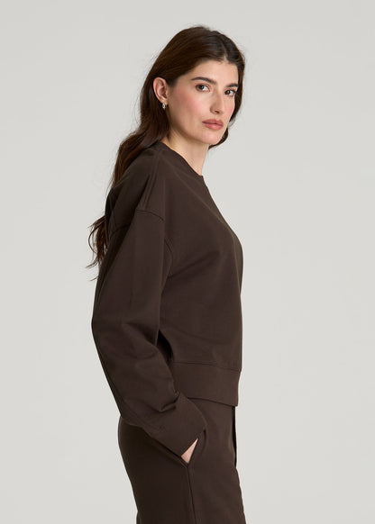 Everyday Terry Cropped Crew for Tall Women in Espresso